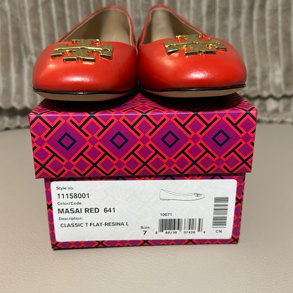 Tory Burch Classic red T flat- Resina